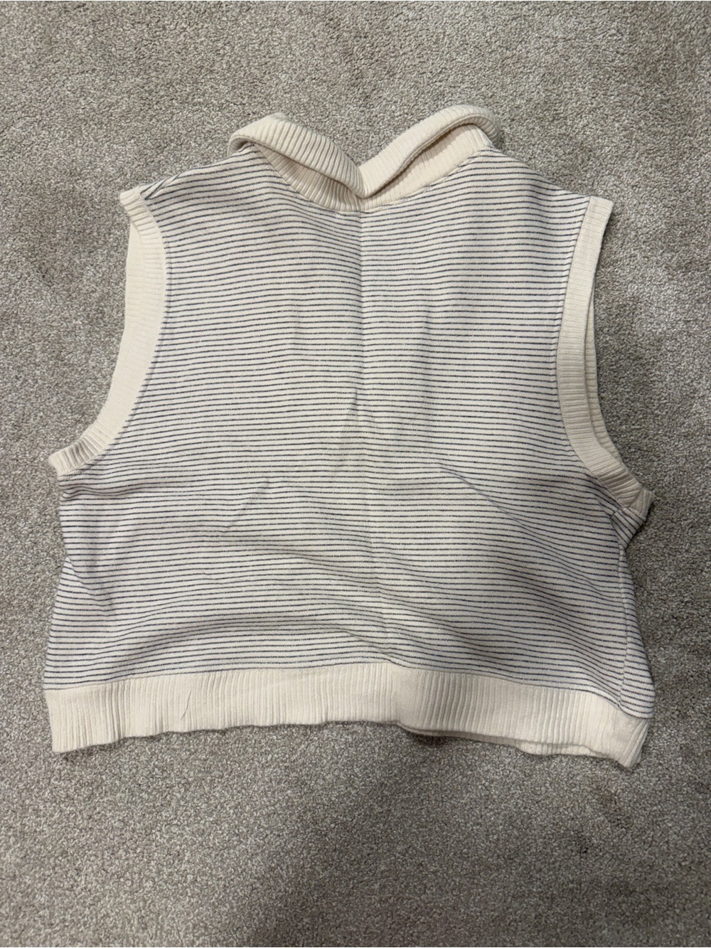 Cream Ribbed Collared Work Sweater Vest - Picture 2 of 3